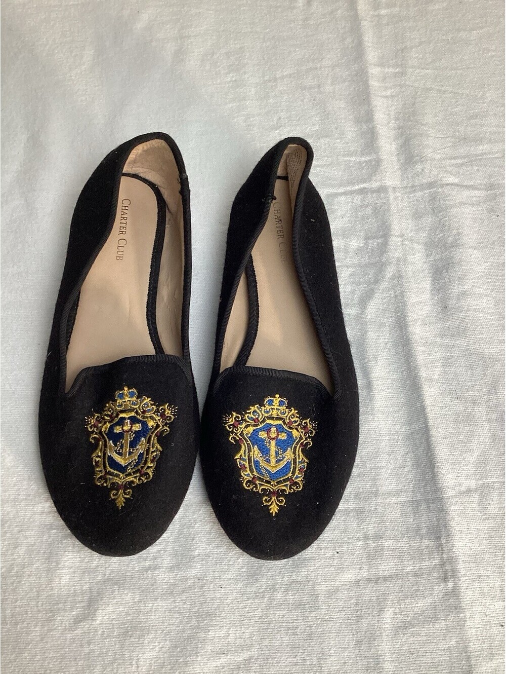 Charter Club Women's Black Wool Loafers Size 9M Flat Shoes